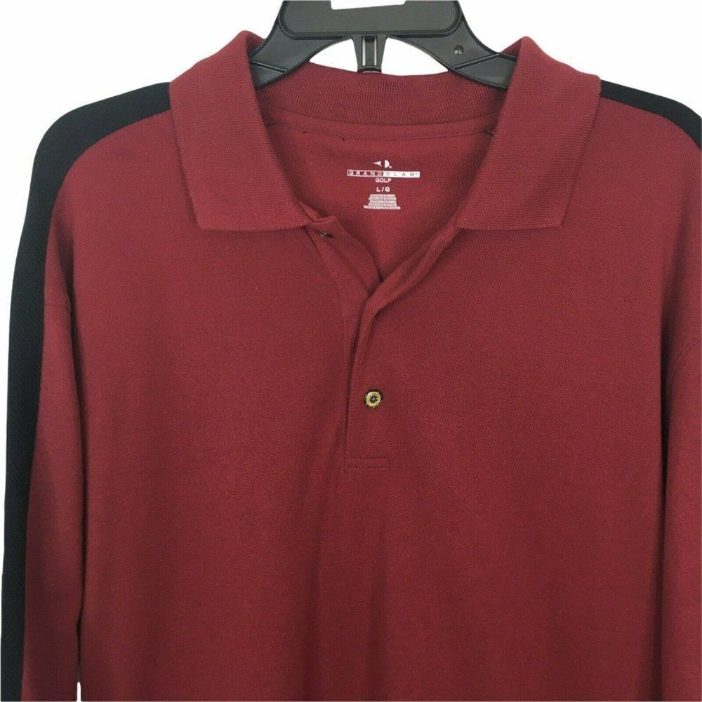 NIKE GRAND SLAM POLO SHIRT MENS SIZE LARGE MAROON BLACK GOLF PULLOVER - Picture 2 of 6